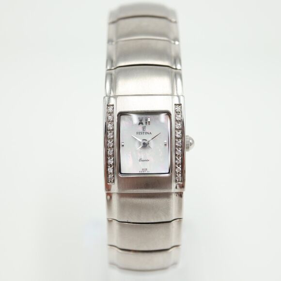 Festina Womens Silver Tone Watch 17mm MOP Rectangle Dial Stainless Steel Working - Picture 7 of 16